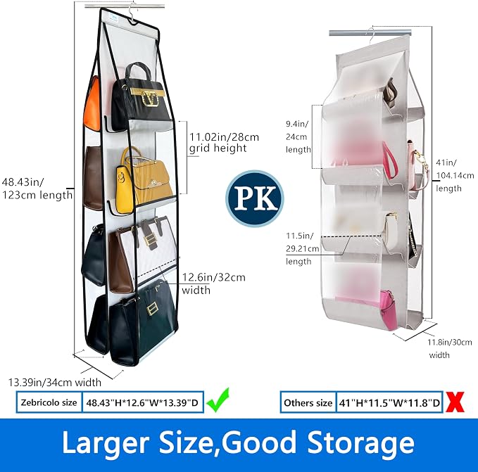 Purse Organizer for Closet 2 Pack, Over the Door Purse Storage with Heavy Duty Metal Hooks, Wall Mounted Handbag Storage Holds up to 16 Bags - Bag Rack for Closet, Door