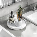 Turntable Vanity Tray 9 Inch for Perfume Candle, Bamboo Kitchen Sink Countertop Organizer for Keep Glass, Sponge and Soap Bathroom Countertop Organizer White