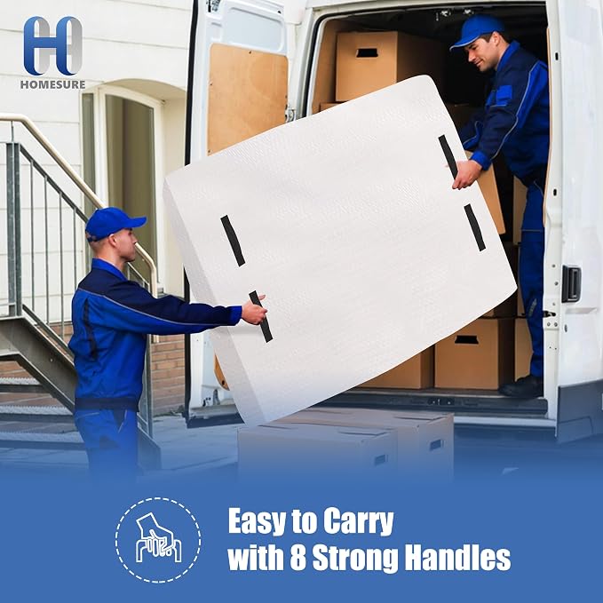HOMESURE 2 Pack Mattress Bags for Moving and Storage with 8 Handles - Mattress Cover for Moving - Heavy Duty, Strong Zipper Closure, Moving Supplies & Moving Bag - Semi-Transparent, Twin XL
