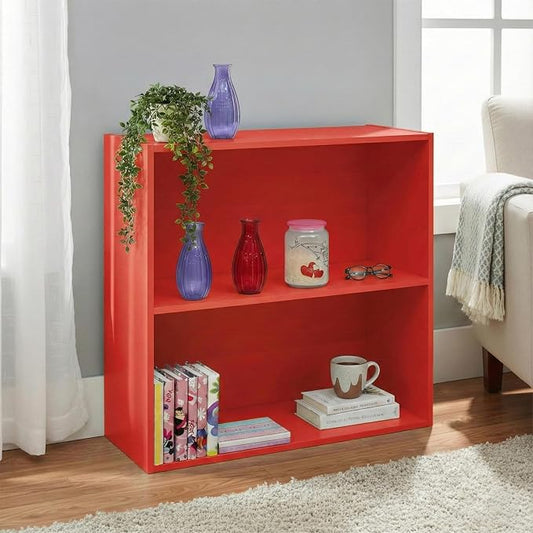 KB Designs - Tony 2-Tier Modern Bookcase with Open Storage Shelves for Kids’ Rooms, Playrooms, or Home Offices – Compact Colorful Bookshelf Organizer