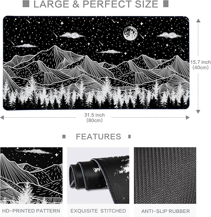 Lokigo Black Desk Pad, Office Desk Mat, Large Mouse Pad Gaming, Waterproof Laptop DeskPad for Office and Home, Black, 31.5" x 15.7"