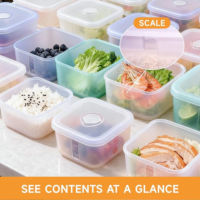 OTB Set of 2 Reusable Silicone Containers Clear, Nesting Leak-free Silicone Food Storage Boxes, BPA Free, Airtight, Dishwasher and Freezer Safe