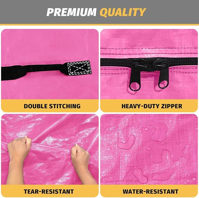 Mattress Bags for Moving and Storage, BETU Twin Mattress Protector Waterproof Mattress Cover with 8 Heavy Duty Handles and Zipper Extra Thick Moving Supplies for Dorm Bed Reusable (77x42x13.5 Pink)