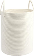 Woven Cotton Rope Laundry basket-15”X20” Laundry Hamper-Rope Storage Basket for Dirty Clothes, Toys and Blankets Perfect for Bathroom, Baby nursery and Living Room Storage (white)