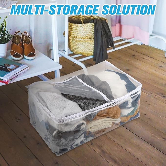 Large Storage Bag for Clothes, Jumbo Zipper Totes | 20 Gallon xxl, Flexible, Clear Extra Thick Plastic, Reinforced Handles, Double Zip
