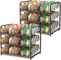 BTY Can Organizer for Pantry Stackable 2 Pack, Can Storage Organizer Rack Stacking Can Dispensers Small Space Holds up to 36 Cans for Pantry, Kitchen, Cabinet- Brown