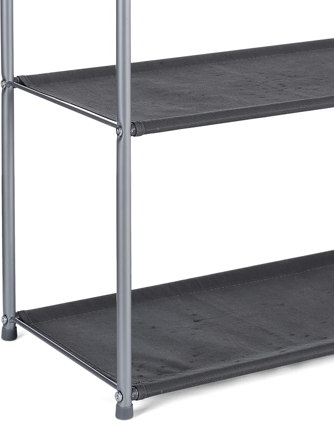 Amazon Basics Freestanding Closet Organizer with Fabric Bins, Drawers and 3 Shelves, Easy to Assemble, Grey, 32.7" x 12.2" x 31"