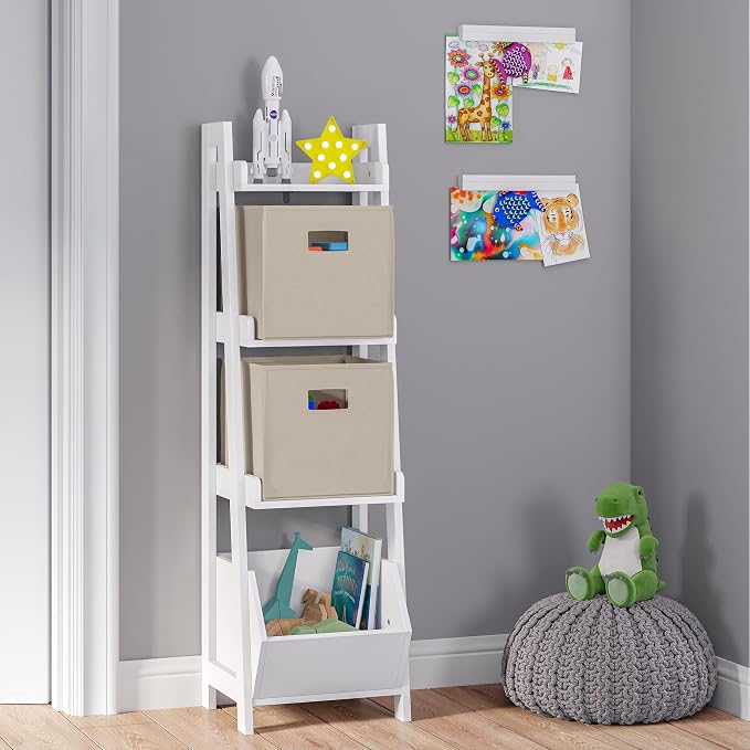 RiverRidge Folding Storage Bins with Handles Taupe Cube Storage Organizer for Closet, Bedroom & Playroom - Closet Organizers and Storage Set of 2