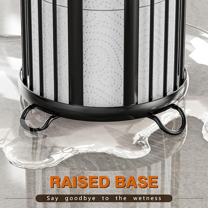 Bunoxea Toilet Paper Holder Stand, Freestanding Toilet Paper Storage,Black | Waterproof Raised Feet,Rustproof,Fit 3 Mega Rolls,No Drilling No Assemble,Minimalistic Storage,Space-saving Renter Friendly