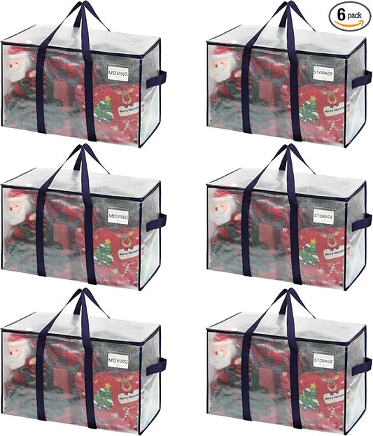 VENO 6 Pack Heavy Duty Moving Bags, Extra Large Storage Bags with Reinforced Handles & Strong Zippers, Foldable & Reusable Moving Box Alternative for Clothes & Dorm Storage