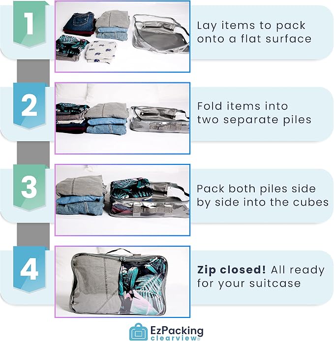Large Clear Travel Packing Cube/See-Through PVC Organizer for Suitcase/Multipurpose Pouch w/Handle/Dress Shirts, Pants, Cashmere, Sweaters & Seasonal Linen Storage Protection (Pink)