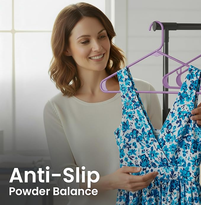 Utopia Home Plastic Hangers 30 Pack – Built-in Strap Hooks Purple | Space saving | Durable & strong | Closet organizer | Clothes hangers | Ideal for shirts, pants, skirts & coats