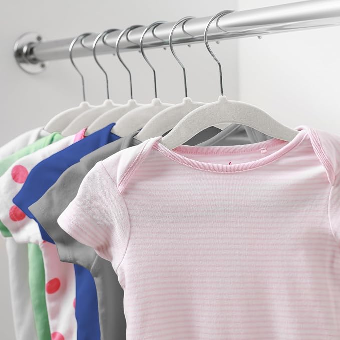 Casafield 100 Velvet Baby Hangers - 11" Size for Infant & Toddler Clothes - Ivory