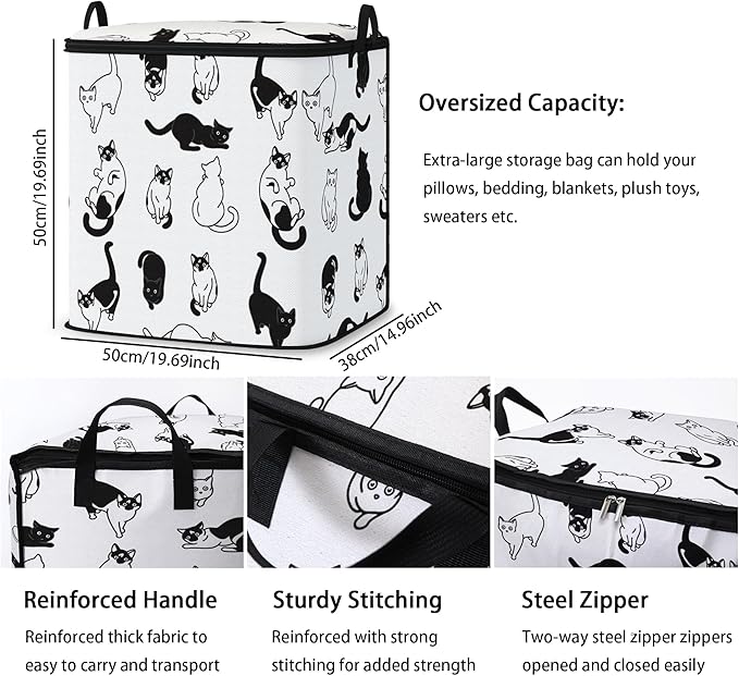 2pcs blanket storage bag for under bed,closet organizers 95L | clothing sweater sheet bedding comforter duvet quilt pillow toy storage bags with lids,dorm room essentials for containers