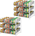 BTY Can Organizer for Pantry Stackable Can Rack Organizer 2 Pack Stacking Can Storage Dispensers 3 Tier Small Space Holds up to 36 Cans for Pantry, Kitchen, Cabinet White