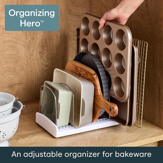 YouCopia StoreMore Bakeware Rack, Adjustable Dividers, Baking Pan Organizer