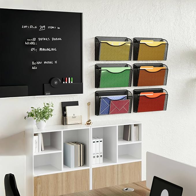 MINDEPOT Wall File Organizer 3 Pack - Heavy Duty Iron Office File Holder for Wall Mount - Hanging Document Organizer for Business, Classroom, Home Office