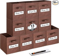 13x13x13 storage cube bins (Set of 10) Fabric storage cubes with 10 Labels Window Cards & a Pen, storage cubes 13x13, Collapsible 13 inch cube storage bins, Cubby Organizer Boxes, Brown