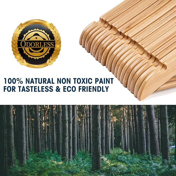 Wooden Hangers 20 Pack Smooth Finish Wood Hanger,Sturdy Clothes Hanger for Suit,Jacket, Pant, Dress,Coat Hangers for Closet (Natural)