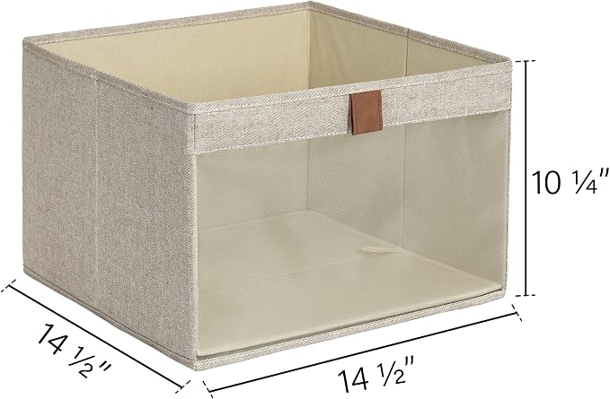 StorageWorks Closet Storage Bins, Extra Large Storage Baskets with Clear Window and Handles, Foldable Fabric Organizer for Clothes, Shelves, Brown and Beige, 3 Pack