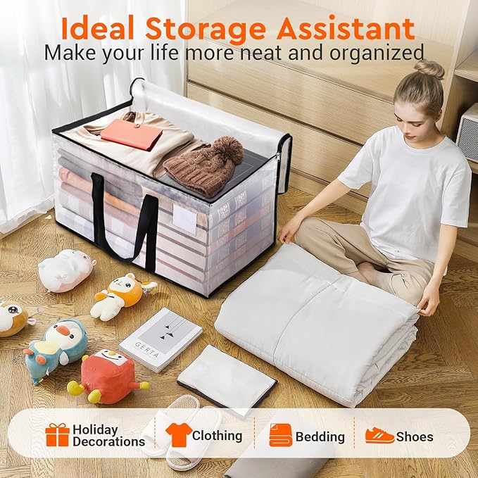 BlissTotes Moving Bags, 125L 10-Pack Storage Bags, Moving Box Heavy Duty Extra Large, Moving Totes with Zipper, Large Packing Bag with Reinforced Handles, Boxes for Packaging Moving