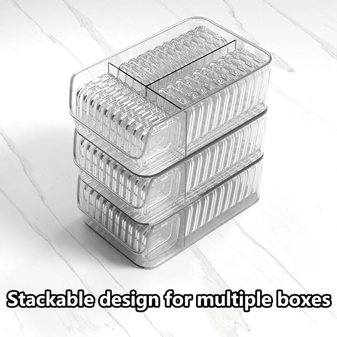 30 Pcs Press On Nail Storage Box Container False Nail Organizer Acrylic Display Case Packaging Box with a Large Stackable All-In-One Box and 120 Pcs Double Sided Adhesive Nail Display Tape