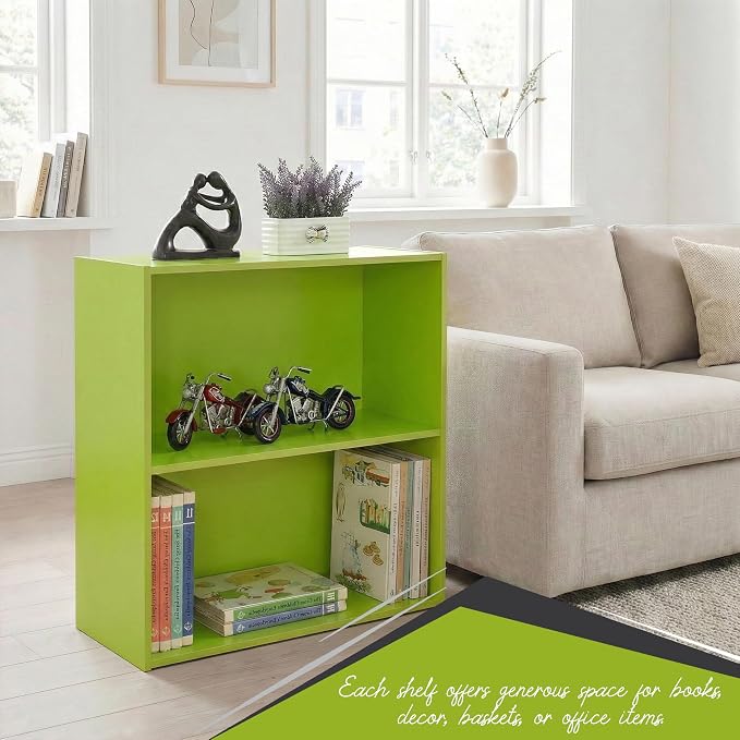 KB Designs - Tony 2-Tier Modern Bookcase with Open Storage Shelves for Kids’ Rooms, Playrooms, or Home Offices – Compact Colorful Bookshelf Organizer