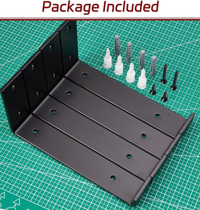 8-Pack - 7.25" L x 4" H x 1.5" W Shelf Bracket, 1/5” Thick Iron Metal Wall Rustic Industrial J Lip Floating Shelf Bracket