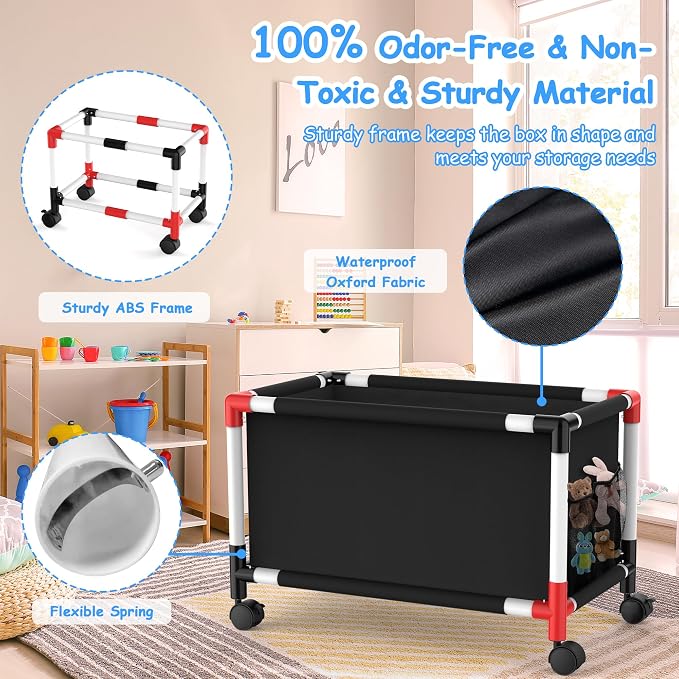 Mabahoo Extra Large Toy Box, Kids Storage Organizers with 360° Wheels, 120L Oxford Toy Chest Boxes for Boys Girls, Home Storage Organizer Toybox for Bedroom Living Nursery, 28.4 x 15.4 x19 Inches