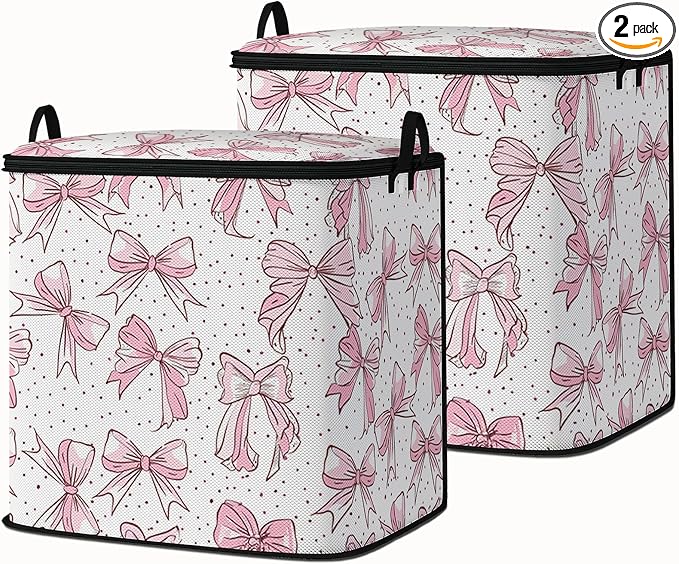 2pcs blanket storage bag for under bed,closet organizers 95L | clothing sweater sheet bedding comforter duvet quilt pillow toy storage bags with lids,dorm room essentials for containers