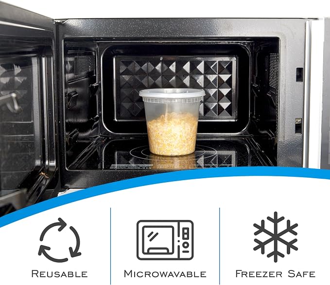 EDI [24 OZ, 25 Sets Plastic Deli Food Storage Containers with Airtight Lids | Microwave-, Freezer-, Dishwasher-Safe | BPA Free | Heavy-Duty | Meal Prep | Leakproof | Recyclable (Pack of 2)