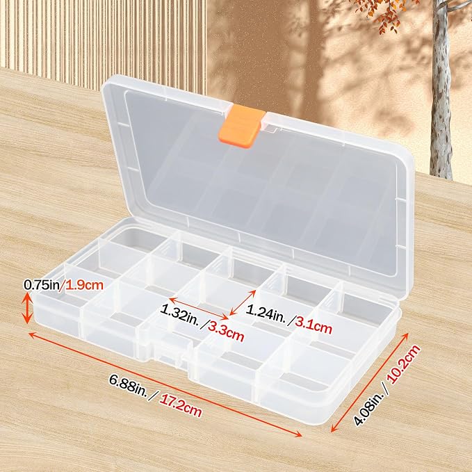 Moon Magpie 4PACK Extra Thick Bead Organizers, Mini Clear Plastic Storage Box Craft Containers for Nail jewelry rhinestones DIY Supply Case