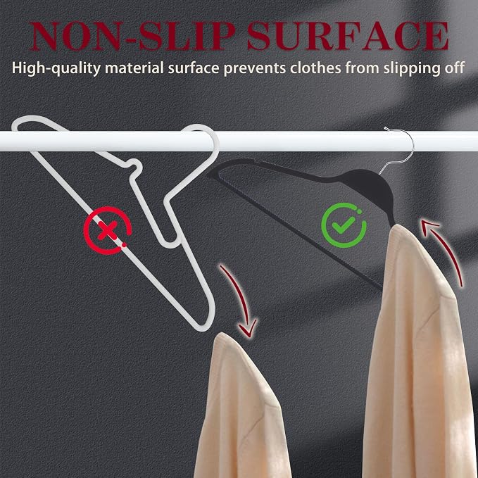 Non-Slip Rubber Coated Hangers, 20 Pack Durable Space Saving Clothes Hangers with Strong Metal Hook, Slim & Sturdy Design for Coats, Shirts, and Dresses