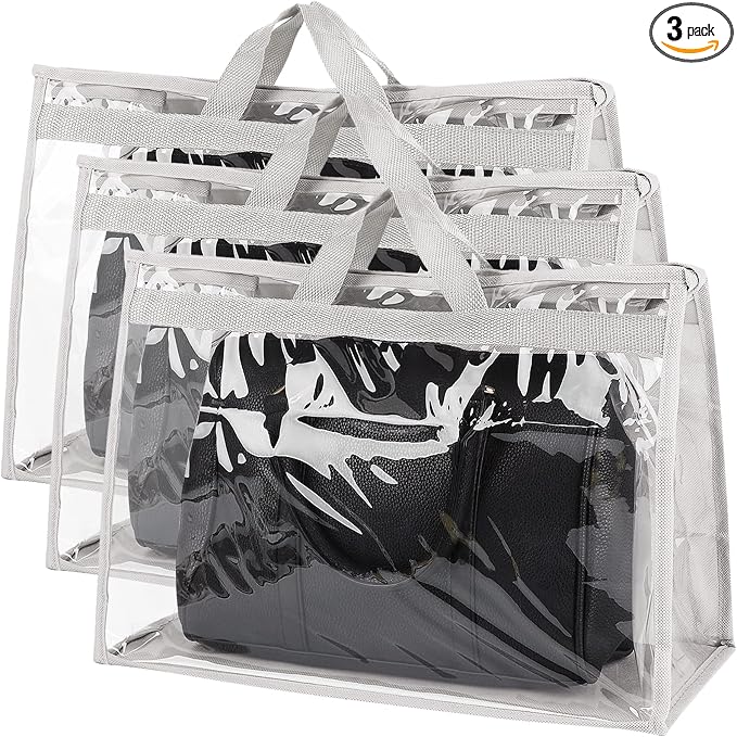 Outgeek 3PCS Purse Storage Bag Organization Purse Dust Bag Organizer Clear Plastic Lightweight Protective Waterproof Handbag Protector