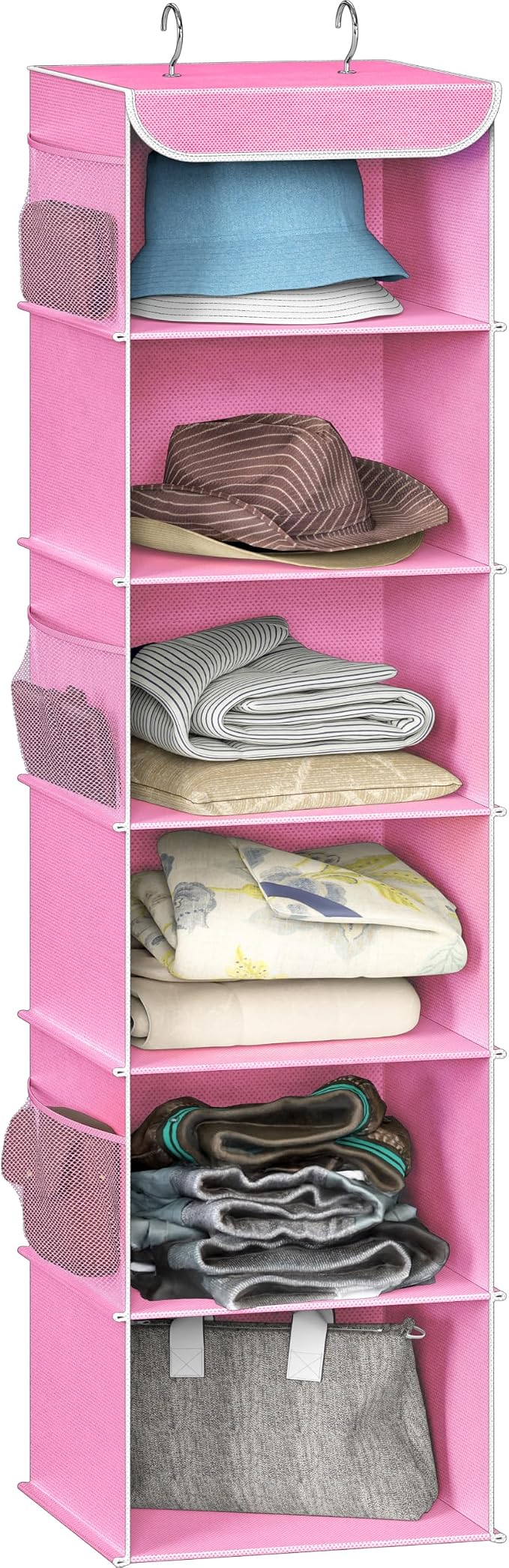 Simple Houseware 6 Shelf Hanging Closet Organizer, Pink