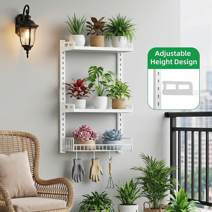 Kalrin 3 Tier Bathroom Shelves Over Toilet - Wall Mounted Floating Shelves with Drain Basket, Toilet Paper Storage, Height Adjustable Over The Toilet Storage, Pure White