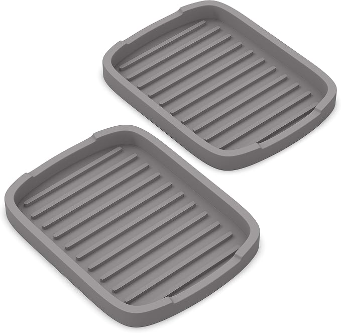 ZAPPOWARE Silicone Sponge Holder -soap Tray - 5.9" X 4.33" Set -2pcs (Gray)