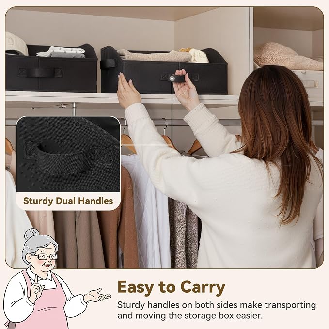 GRANNY SAYS Purse Organizer for Closet, Trapezoid Storage Bins, Closet Organizers and Storage, Decorative Storage Baskets for Shelves, Clothes, Toys, Towels, Black, 3-Pack