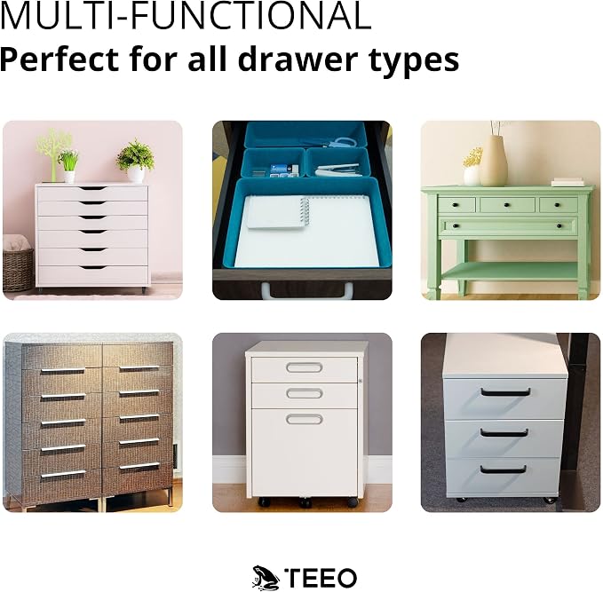 Teeo - Desk Organizer Drawer - Makeup Drawer Organizer Trays - Bathroom Drawer Organizer - Small Desk Organizer - Home Office Cosmetic Bins Dividers Compartment Organization - Pack of 7, Turquoise