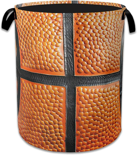 Basketball Large Storage Basket Collapsible Laundry Basket Oxford Storage Bin for Toy Bins Gift Baskets Bedroom Clothes Hamper 16" X 20.8"
