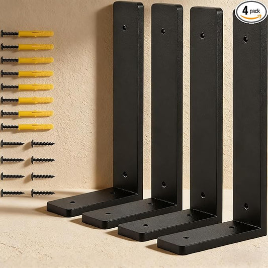 8"x 4"Shelf Brackets, die-cast Formation, Vertical Angle, Premium Alloy Metal Heavy Duty Shelf Bracket, high Strength Mounting Hardware Included, Corner Brace Joint,Pack of 4 ,8 INCH x4 INCH(No Beam)