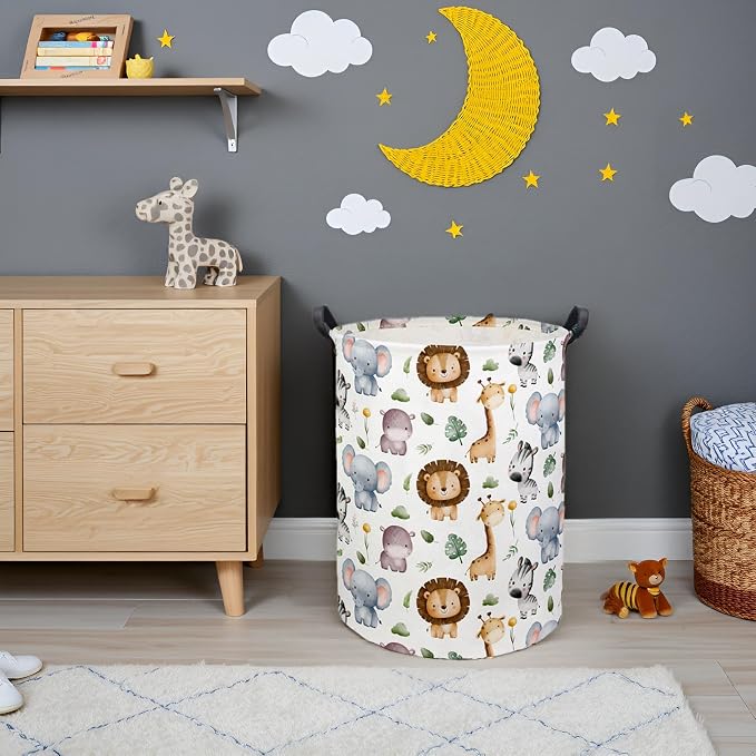 Baby Laundry Hamper Basket Baby Hamper for Nursery Boy and Girl Cute Kids Toys Storage Bin Organizer Animal Room Decor(Animal)