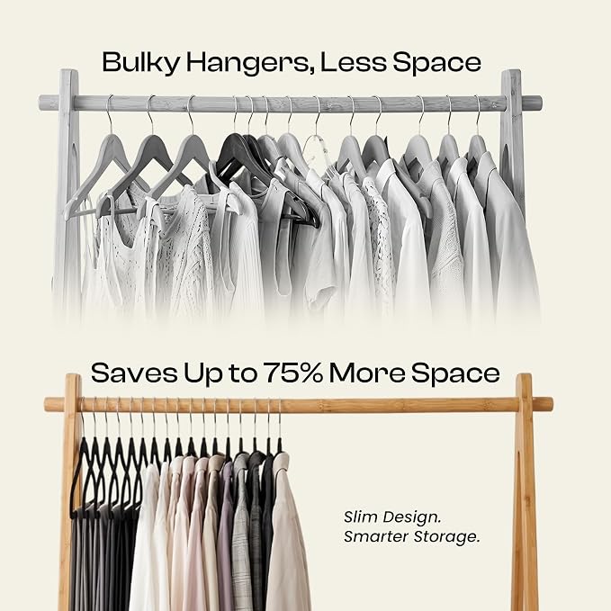 Utopia Home Velvet Hangers, Black, 150 Pack | Luxury Non-Slip, Slim Pant & Coat Hangers, Strong Space-Saving, Pants Bar, 360° Swivel Hook