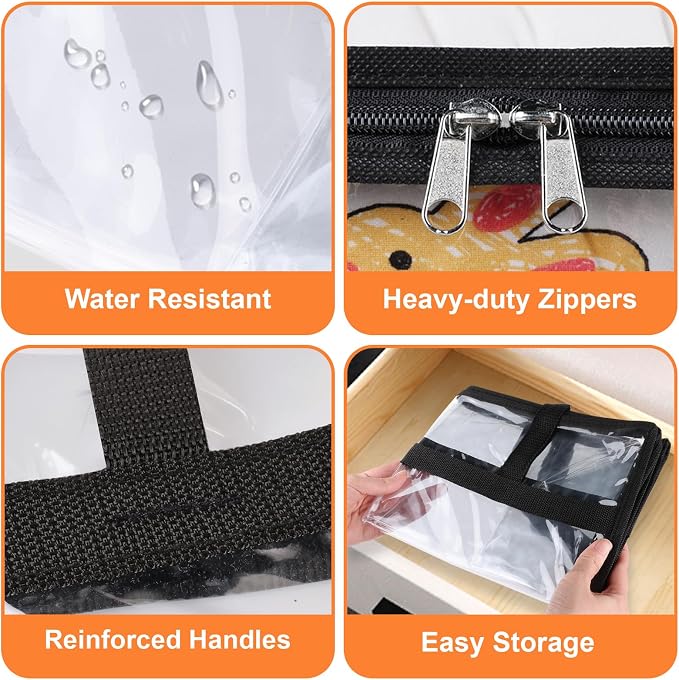 SpaceTrove Clear Clothes Storage Bags, 8 Pack Closet Organizers and Under Bed Storage Containers, Foldable Moving Bags with Zippers for Comforter, Blanket, Bedding, Duvet, PVC Packing Bags 90L
