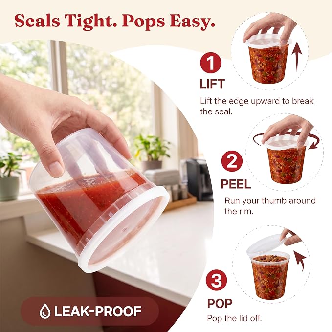 24oz Deli Containers with Lids (48 Set/96 Pcs) Food Storage Containers, Freezer Microwave Safe, BPA-Free Plastic, Stackable Snack Airtight Soup Leakproof Leftover Organizers & To-Go