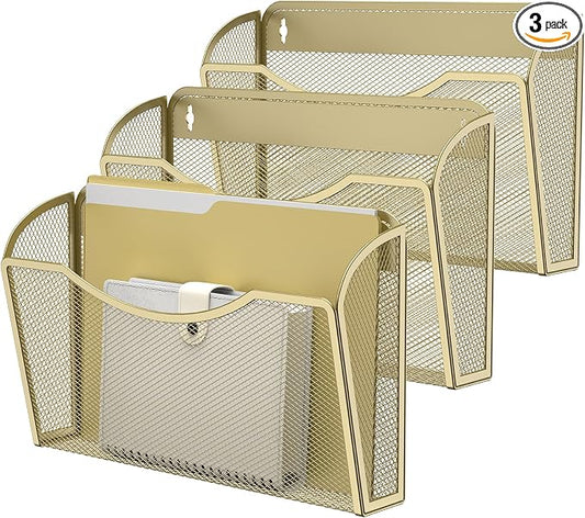 MINDEPOT Wall File Organizer,Hanging Wall Mounted File Folder Binder Holder Mail Organizer for Office,Home and School Supplies