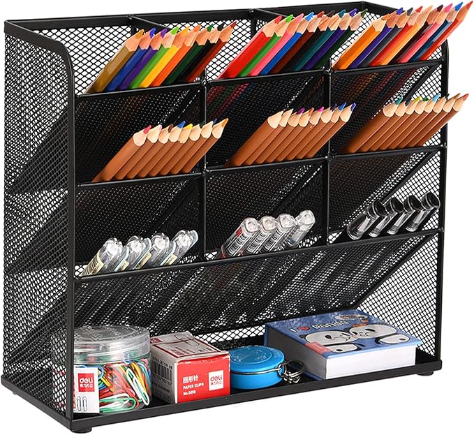 Marbrasse Mesh Desk Organizer, Multi-Functional Pen Holder, Desktop Stationary Organizer, Storage Rack for School Home Office Art Supplies (Mesh Pen Holder)