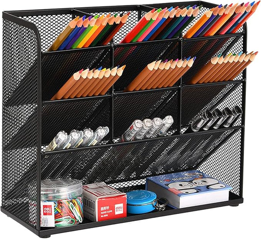 Marbrasse Mesh Desk Organizer, Multi-Functional Pen Holder, Desktop Stationary Organizer, Storage Rack for School Home Office Art Supplies (Mesh Pen Holder)