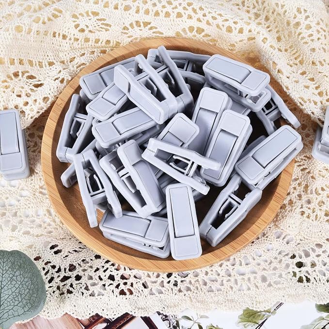 KISEER 40 Pcs Plastic Baby Hanger Clips Slim-line Finger Clips Set for Clothes Hanger Velvet Hanger (Grey)