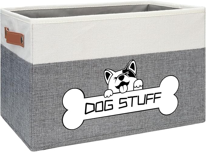 Collapsible Box, Dog Toy Basket, Storage Bin for Pet Accessories | Fabric Storage with Handle, Organizer for Living Room